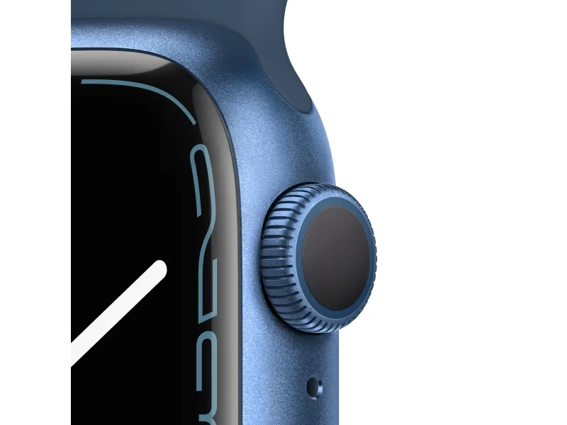 [OUTLET] - Apple Watch Series 7 (GPS) - 41 mm - blå aluminium - smart ur med sportsbånd - fluoroelastomer - afgrundsblå - båndstørrelse: Almindelig - 32 GB - Wi-Fi, Bluetooth - 32 g