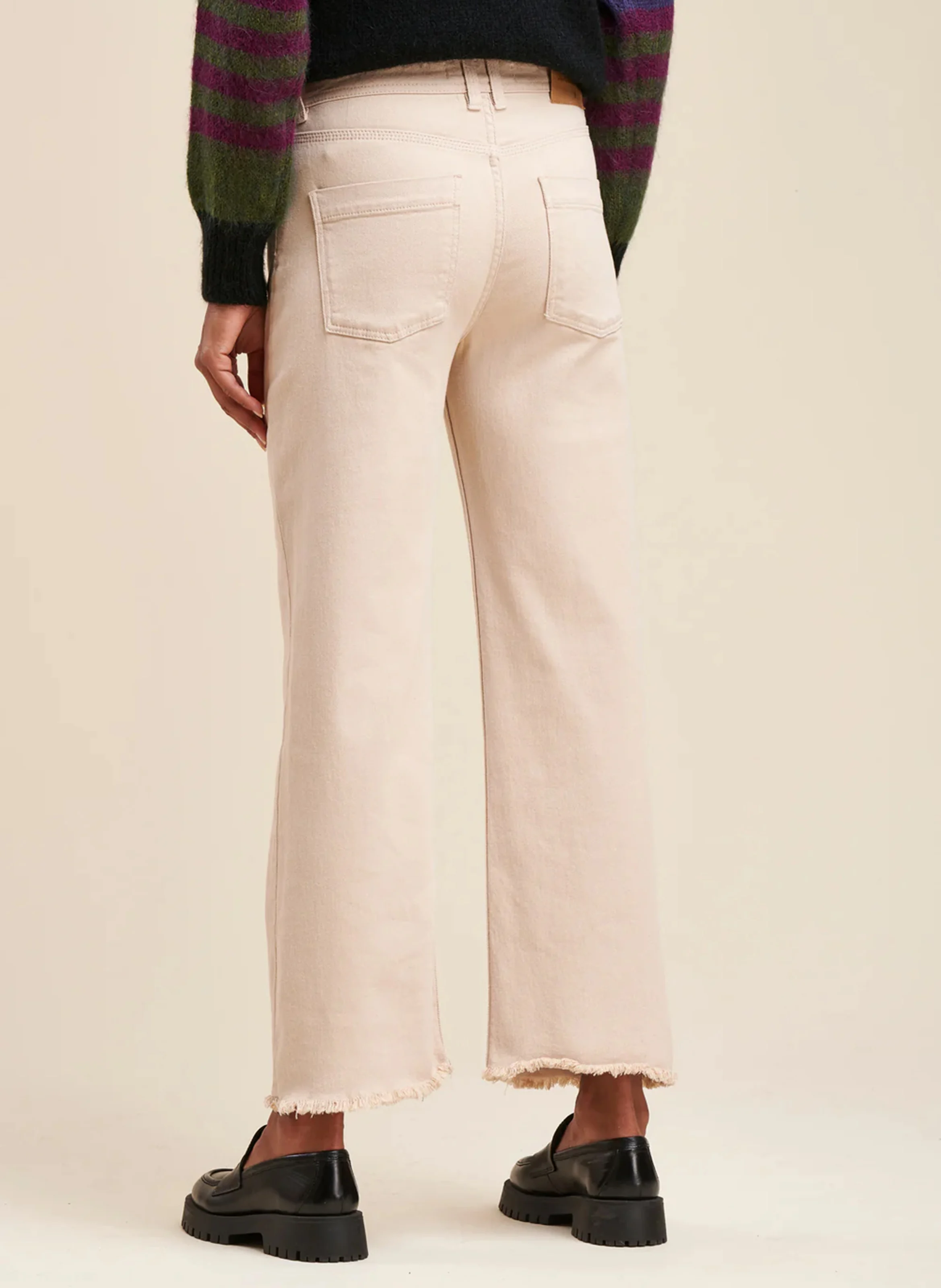 Jean droit en coton bio mélangé| Beige