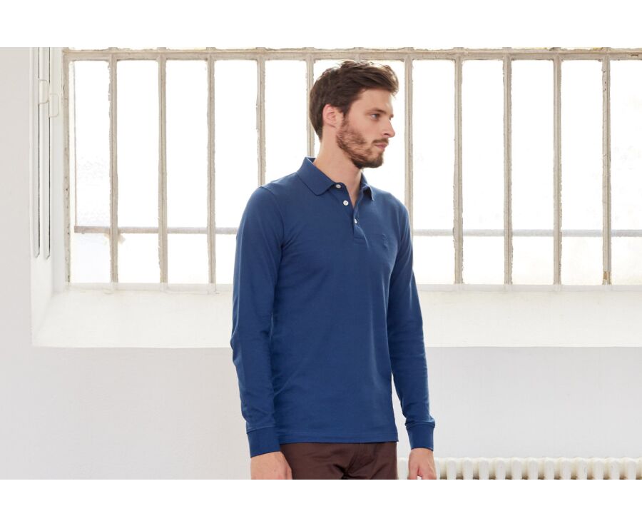 Polo manches longues homme Bleu  - ALEC II ML