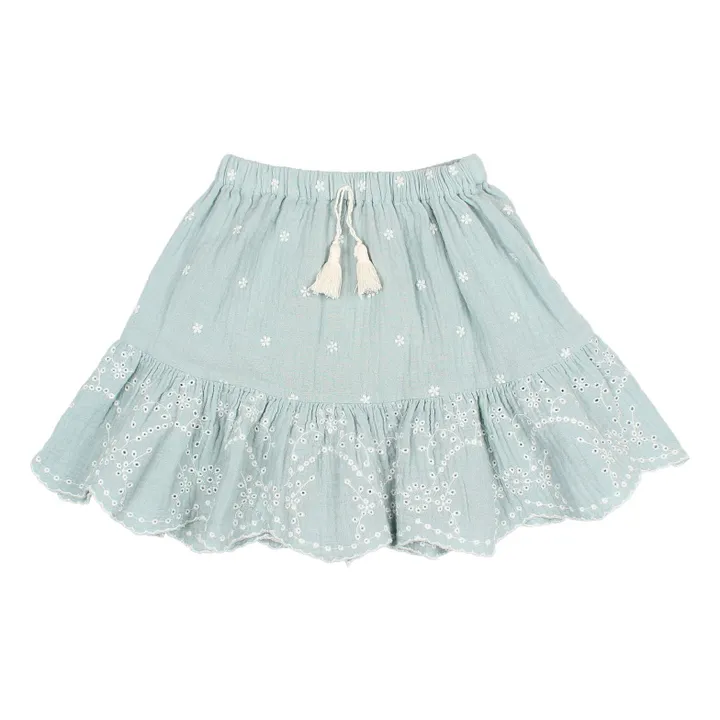 Búho Jupe Brodée Mousseline | Bleu Clair