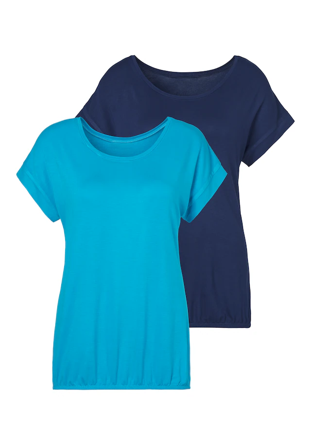 Vivance Kurzarmshirt »mit Gummizug im Bund« 2er-Pack,  aus weichem Viskose-Stretch