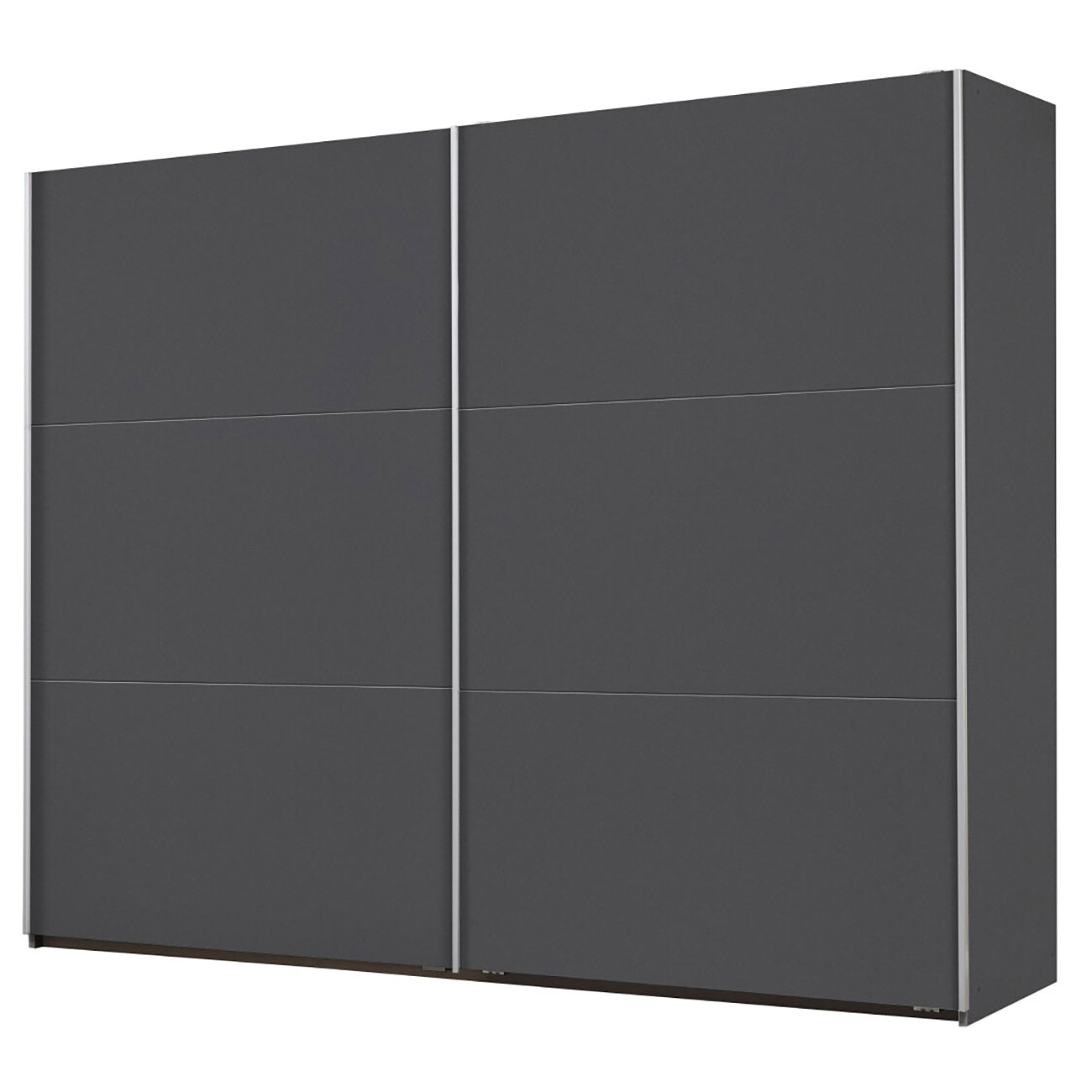Schwebetürenschrank - grau-metallic - 3 Fachböden - 261 cm
