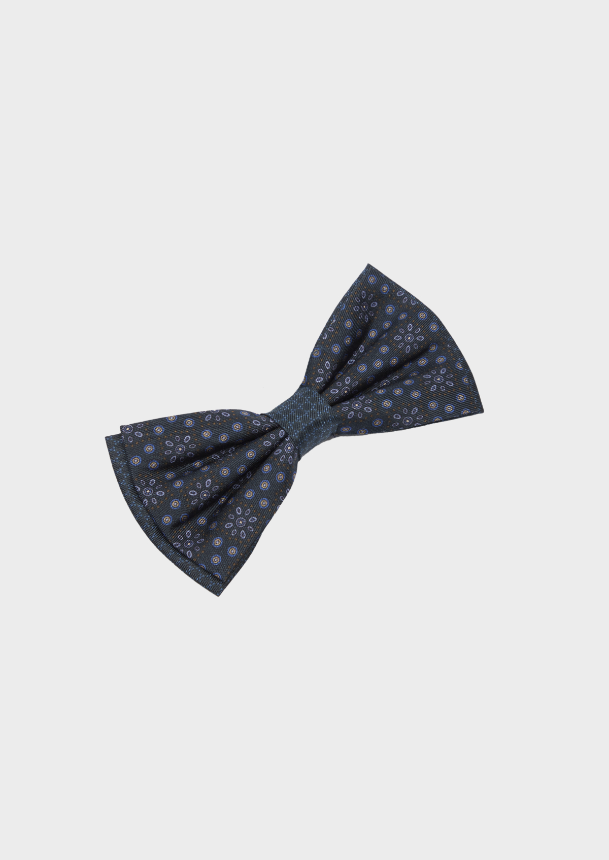 Noeud-papillon en soie bleu indigo à motif fantaisie