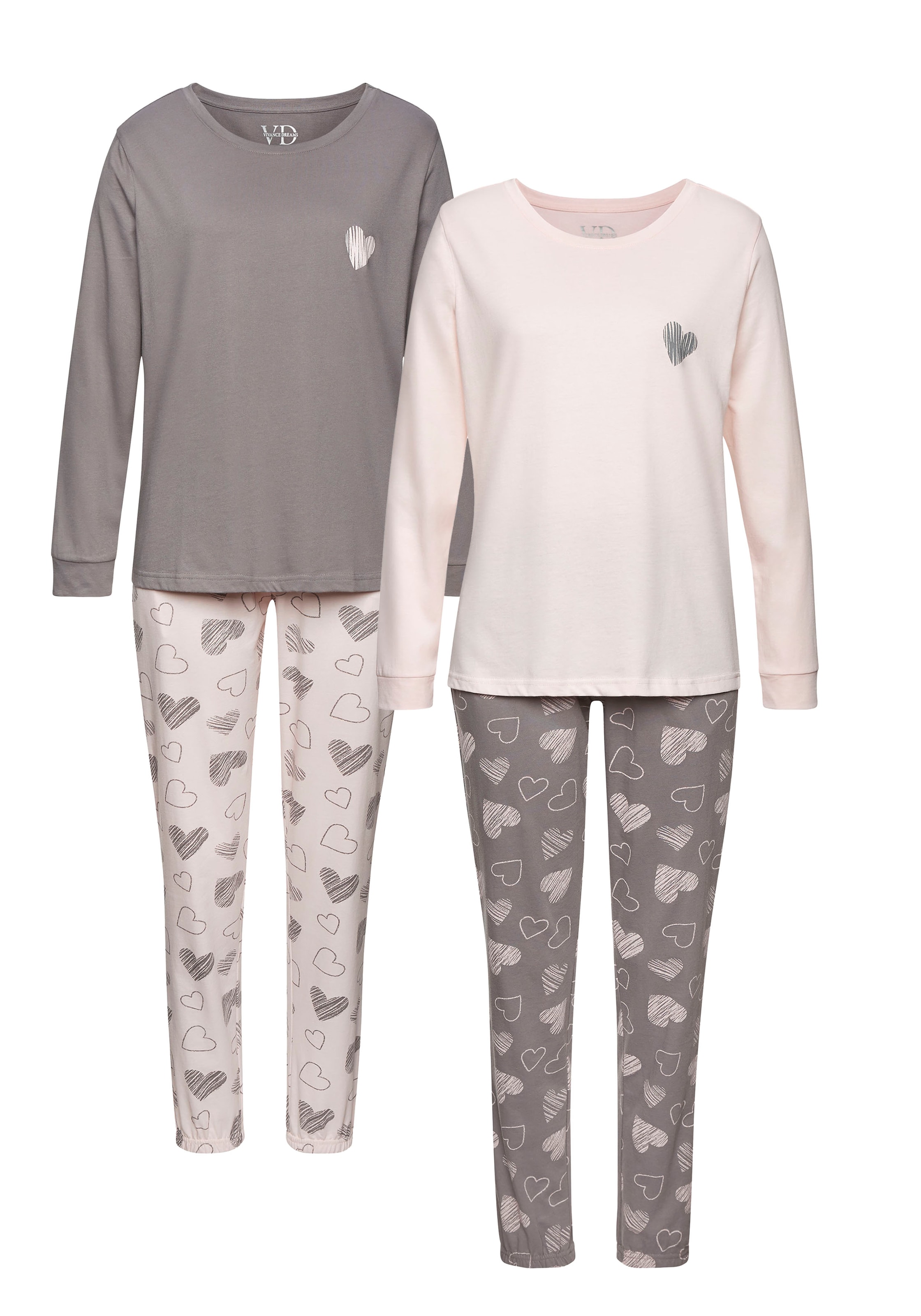 Vivance Dreams Pyjama , mit Herz-Print