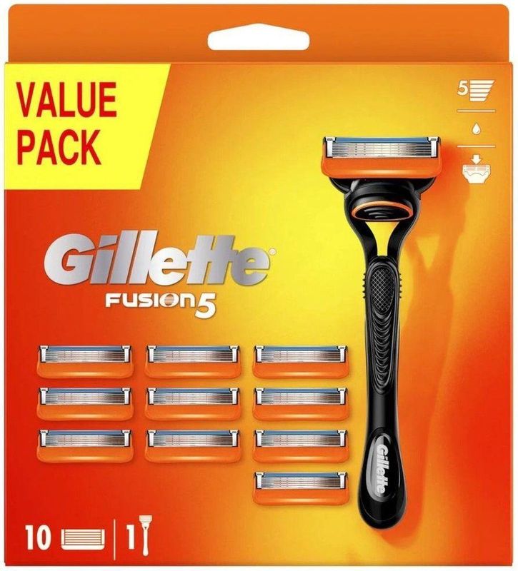 GILLETTE FUSION SCHEERSYSTEEM MET 10 NAVULMESJES