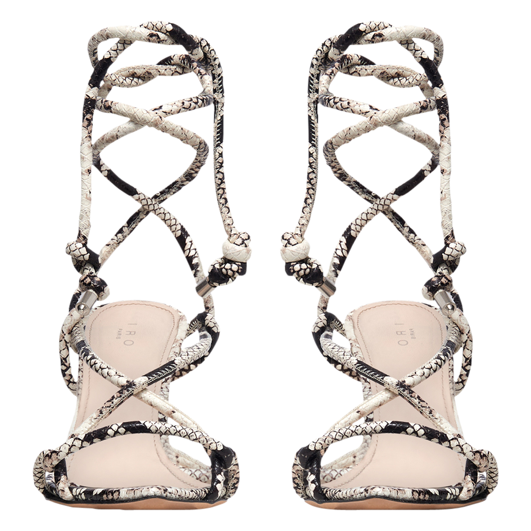 SWAYPY - Sandales à talons en cuir imprimé | Beige