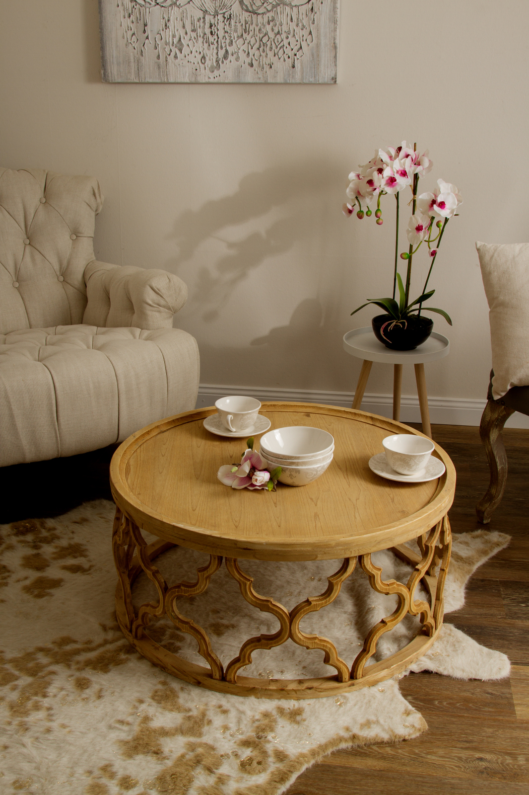Couchtisch AMAZONIA - Tannenholz - ø 80