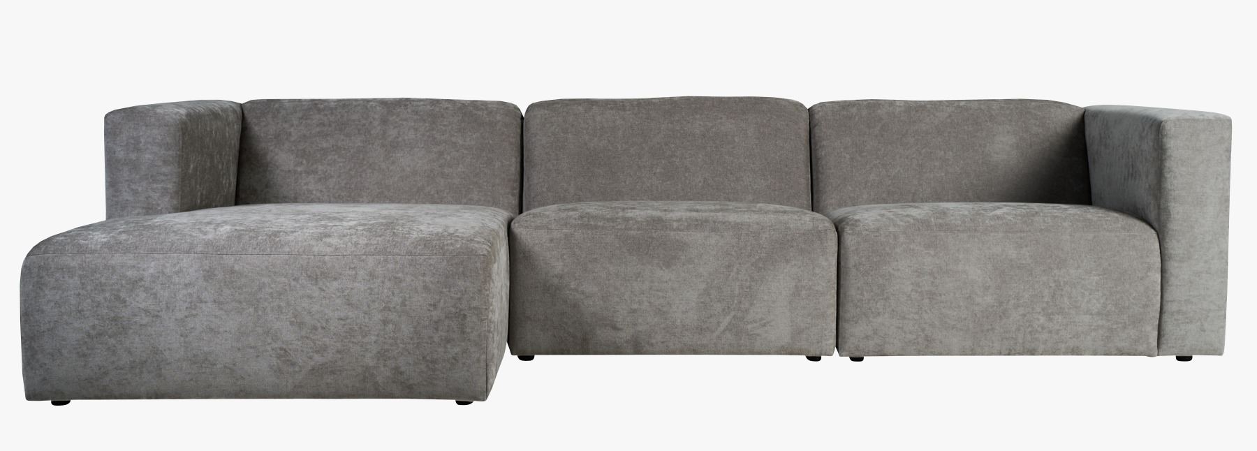 3 deler m/sjeselong venstre grå - 314x154x73 cm