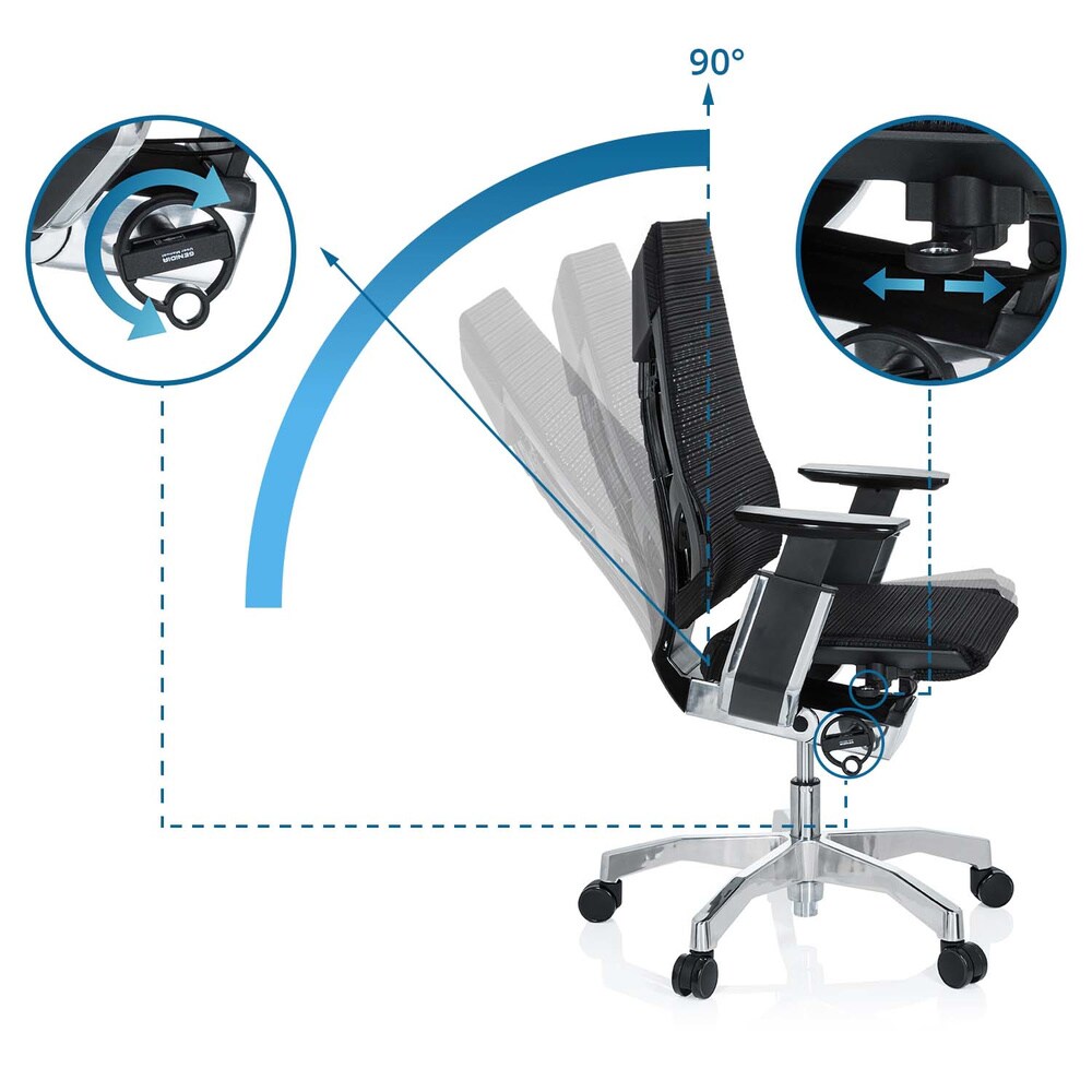 High End Bürostuhl GENIDIA Netzstoff mit Armlehnen hjh OFFICE