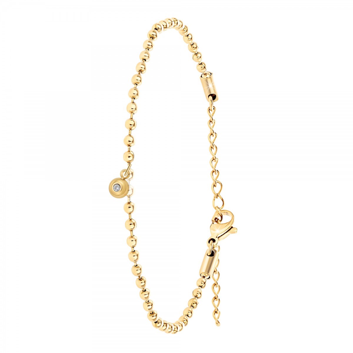 Bracelet maille boule par SC Bohème orné d'un véritable diamant blanc