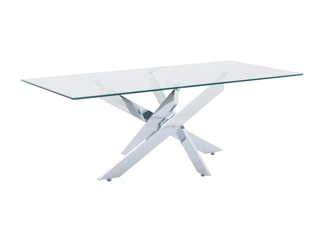Table basse en verre trempé et métal chromé - Transparent - COSIMA