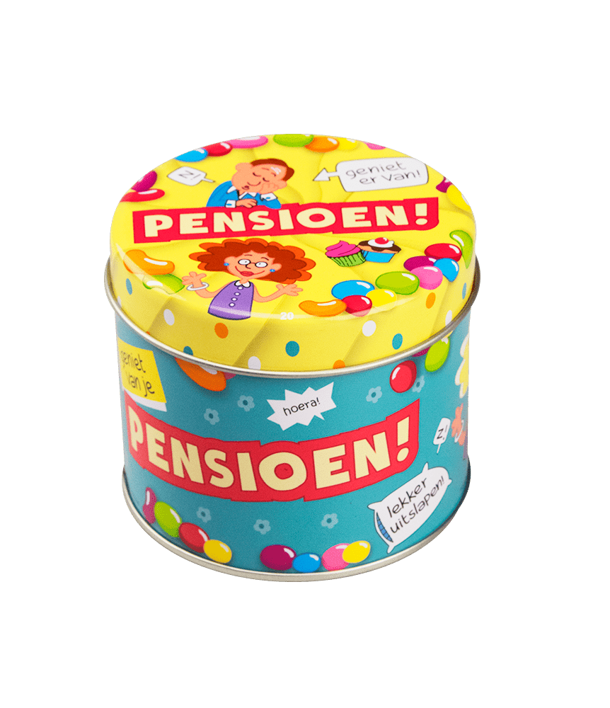 Snoepblik Pensioen 9cm
