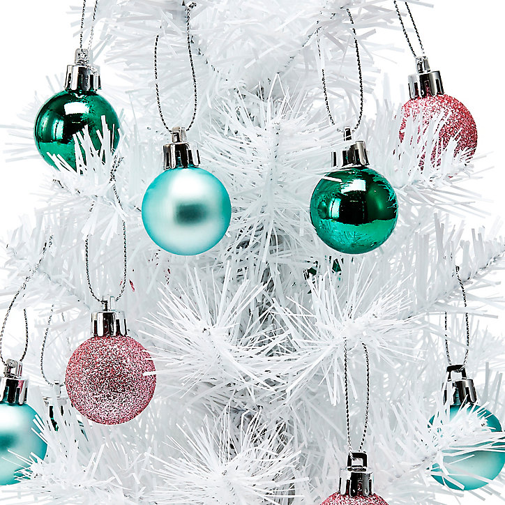 Mini sapin de noël coloris blanc H.32 cm support inclus