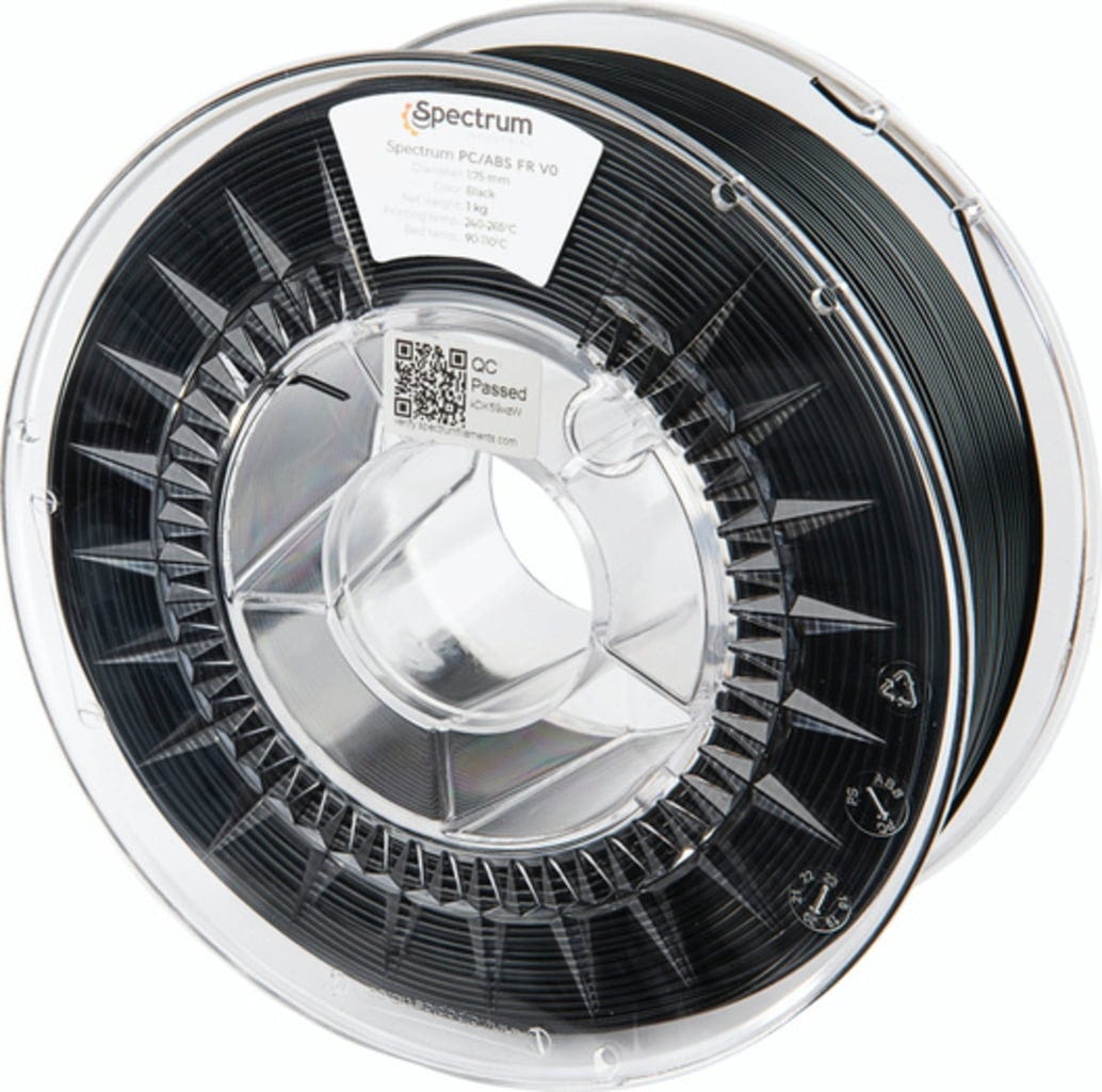 Spectrum  PC/ABS FR V0 Black, 1,75 mm / 1000 g    Flammhemmendes Filament für anspruchsvolle Anwendungen in Black