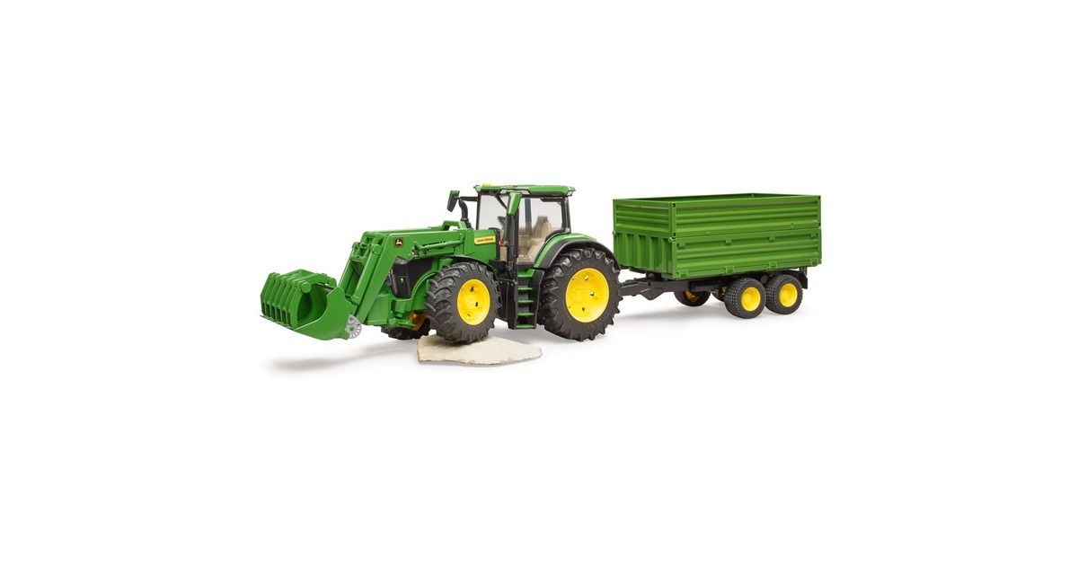 bruderJohn Deere 7R 350 met Frontlader en transportaanhanger Modelvoertuig  (03155)