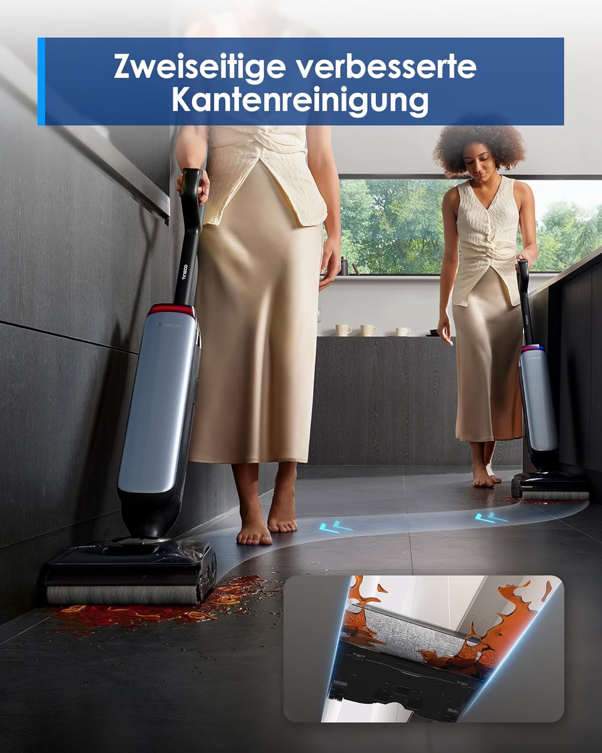 Tineco Floor One S9 Artist Stilvoller Nass Trockensauger, 22kPa Nasssauger, 360° SmoothDrive, Anti-Tangle, 85°C Flashdry-Selbstreinige, 50min Laufzeit, Beidseitige Reinigung, 180° Lay-Flat Staubsauger