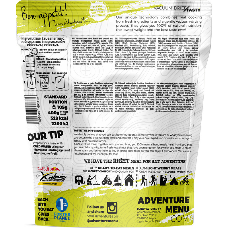 Adventure Menu Fusilli mit Spinat und Walnüssen