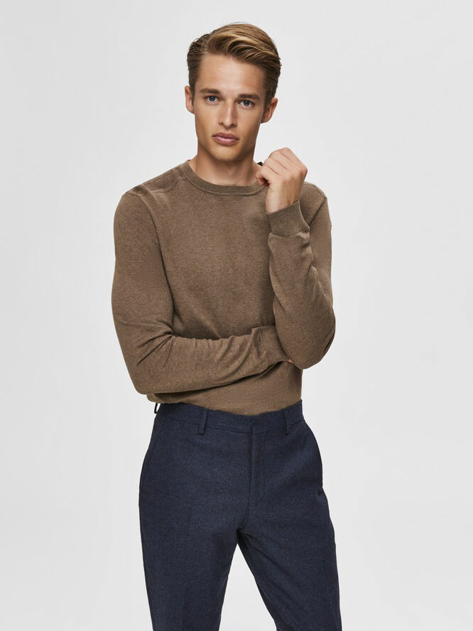Selected Homme SLHBERG CREW NECK B NOOS Teak/melange