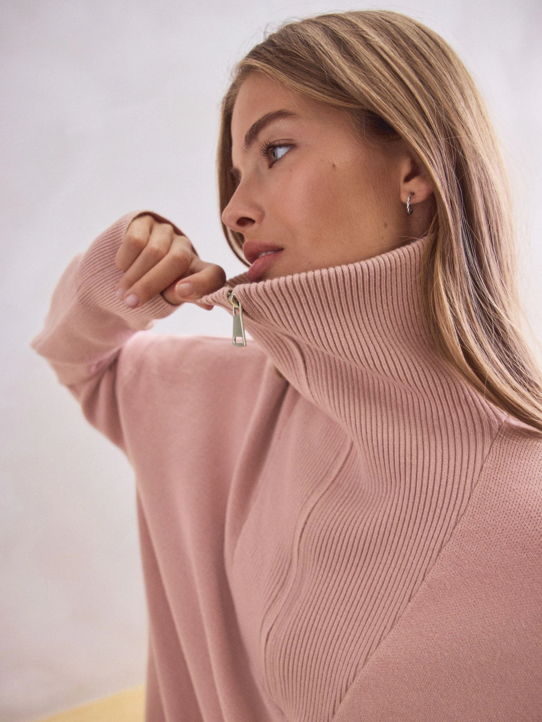 Roze - Half Zip Knitted Jumper