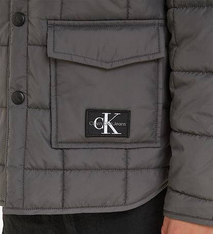 Calvin Klein Termojakke - Quilted Badge - M?rkegr?