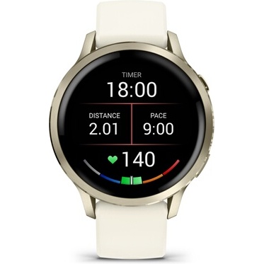 Montre connectée Garmin Venu 4 beige et lunar Gold - bracelet silicone ivoire - 41mm