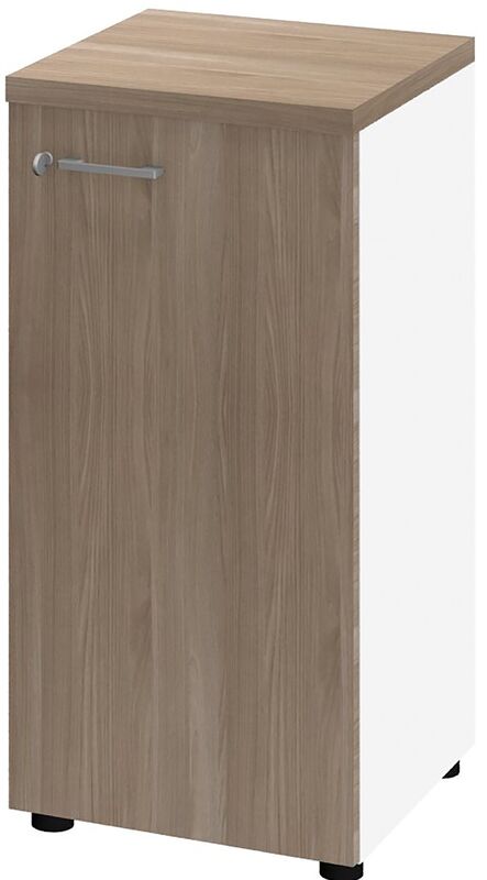 Büroschrank LINUS, 2 Ordnerhöhen, Scharnier rechts, Dekor Ulme, weiss