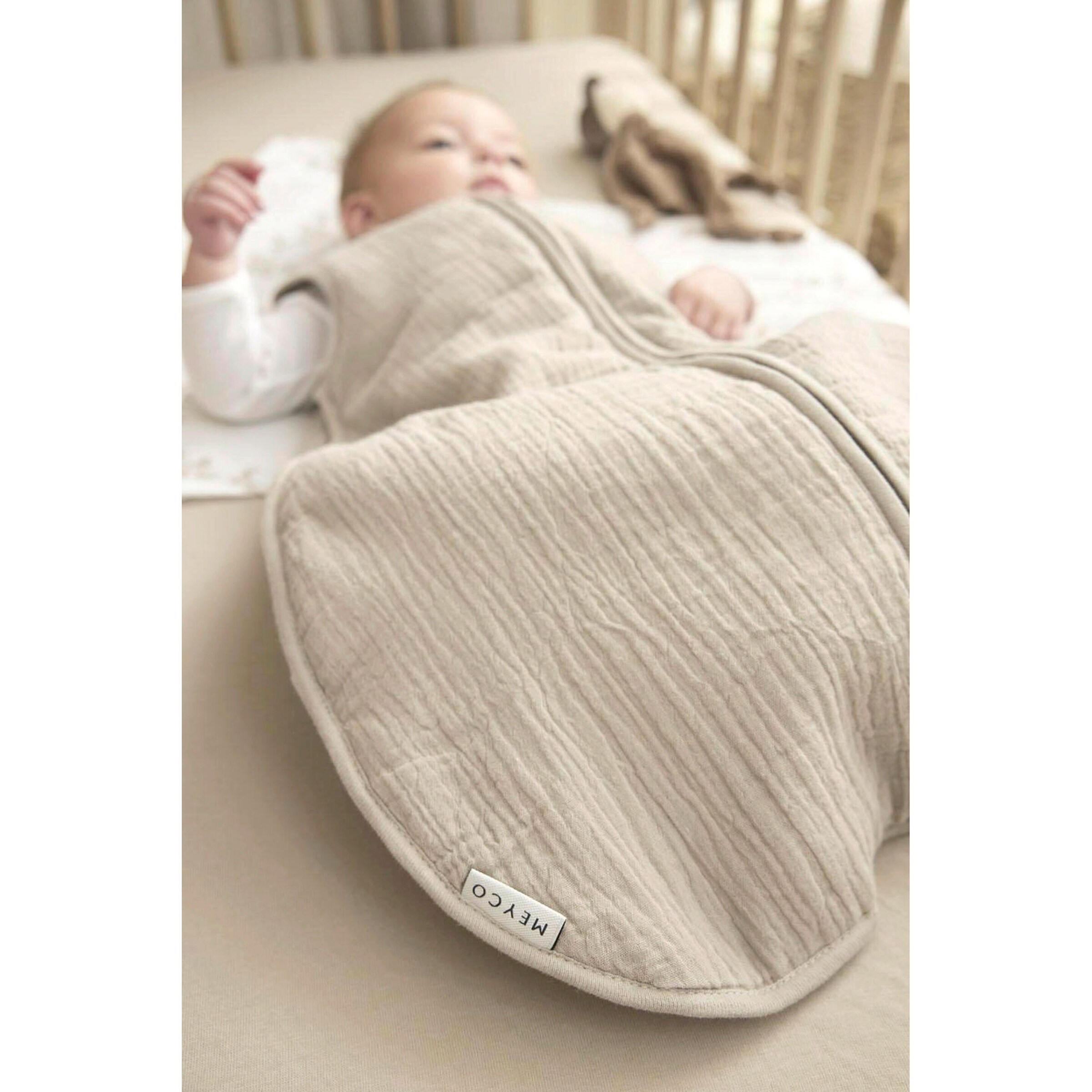 Meyco Baby Ganzjahres-Schlafsack Musselin 2.0 TOG Sand