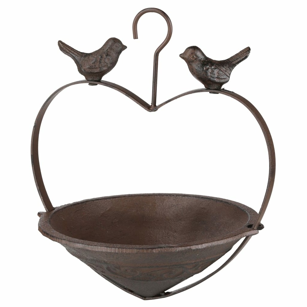 Mangeoire à oiseaux en forme de cœur 22 cm marron