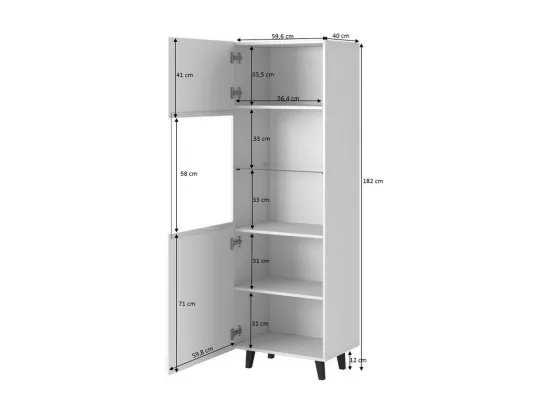Vitrine design noir mat 182 x 60cm Gustave