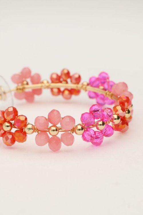 Grote oorringen met roze bloemetjes