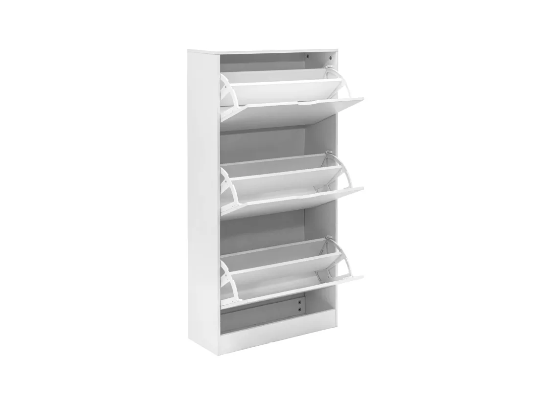 Rebecca Mobili Meuble à Chaussures Blanc MDF 3 Portes pour 12 Paires pour Entrées