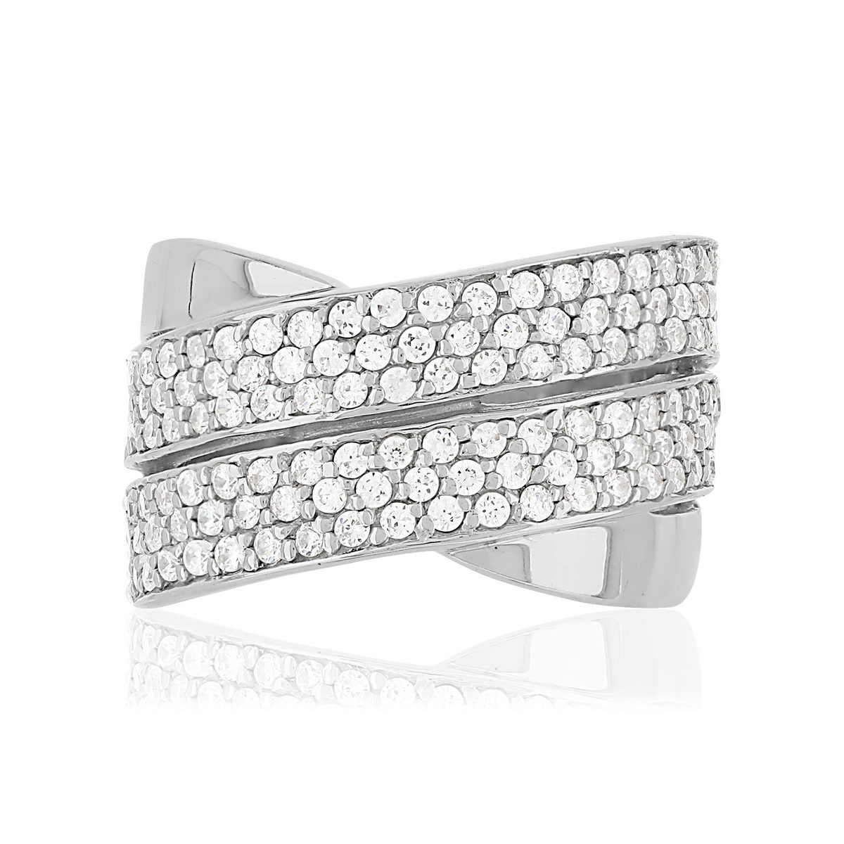 Bague argent 925 anneaux entrelacés zirconias