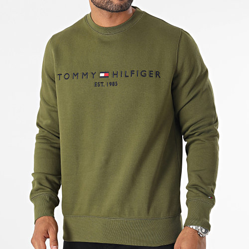 Sweat Crewneck Tommy Logo 1596 Vert Kaki