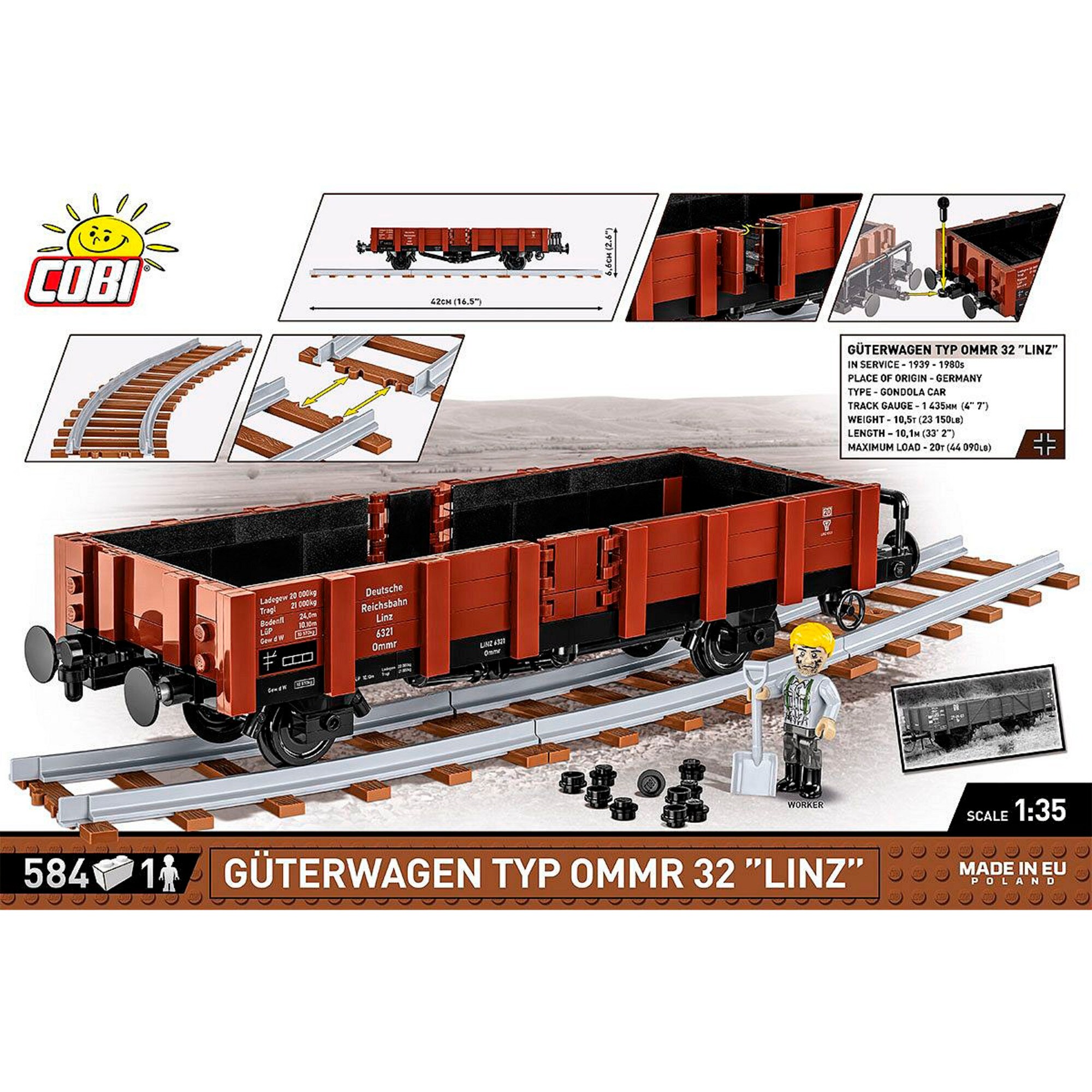 COBI Konstruktionsspielzeug Güterwagen Typ Ommr 32 Linz