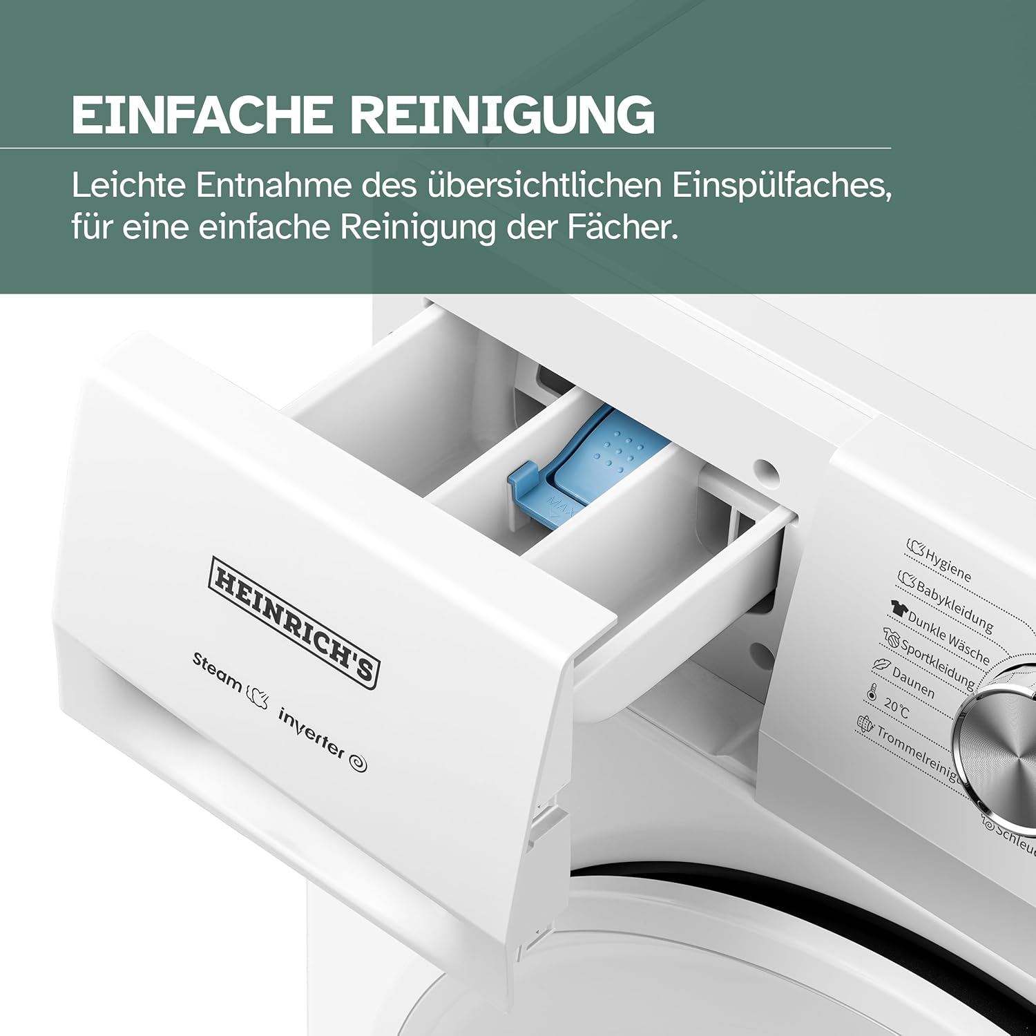 Heinrich´s Waschmaschine, 7kg, 15 Programme, 1400 U/min., Aqua-Stop, LED-Display, inkl. Timer, mit Kindersicherung, langlebiger Inverter Motor, Energieeffizienzklasse A, weiß