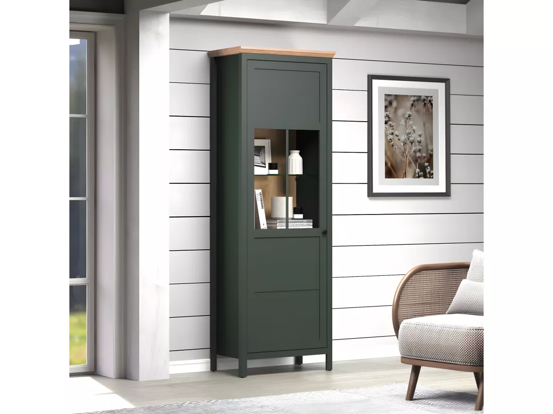 Vaisselier avec éclairage LED inclus et 1 porte H198 cm - Stanton