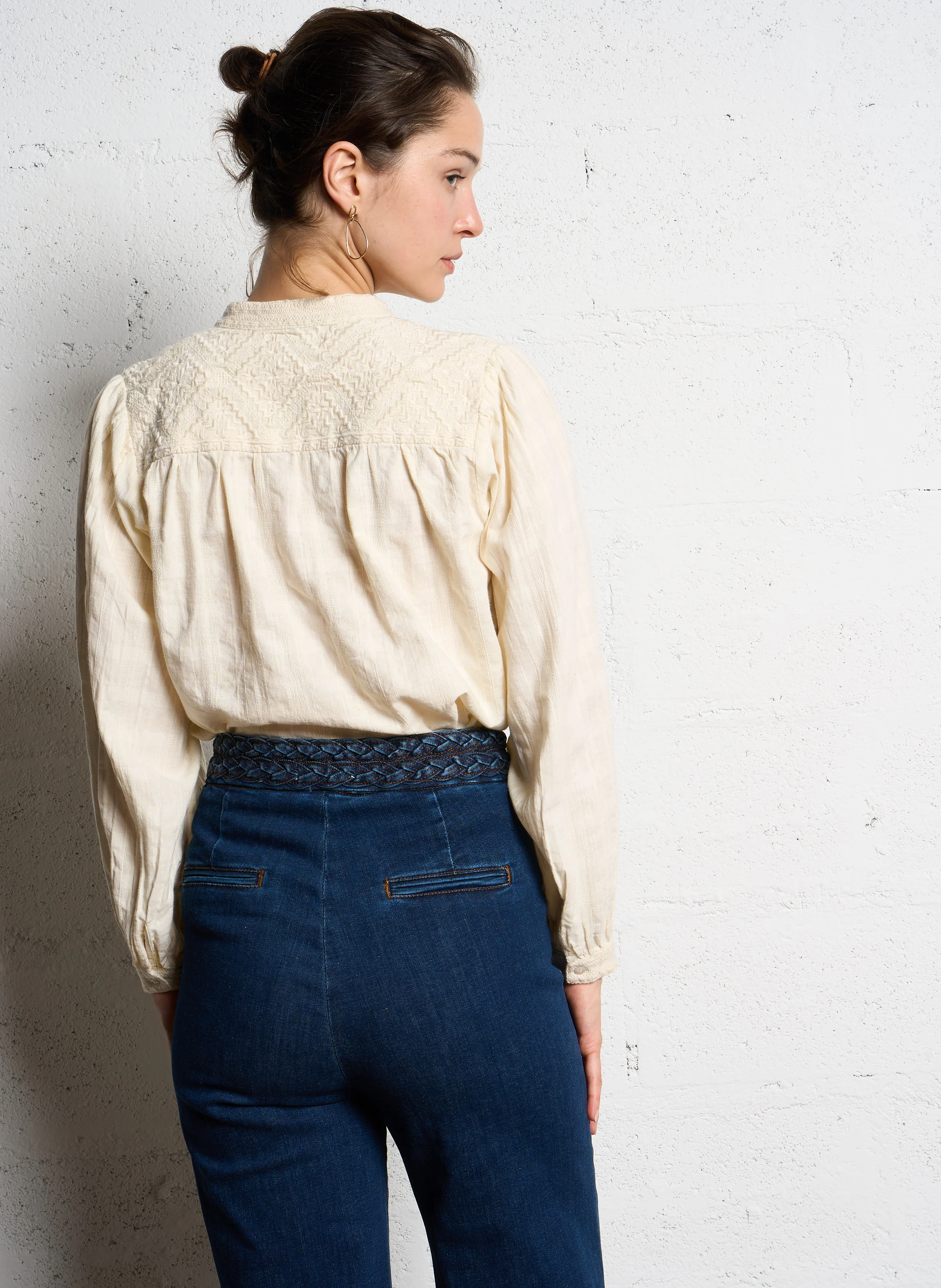 DAMUSI BETH - Blouse col rond en coton | Blanc