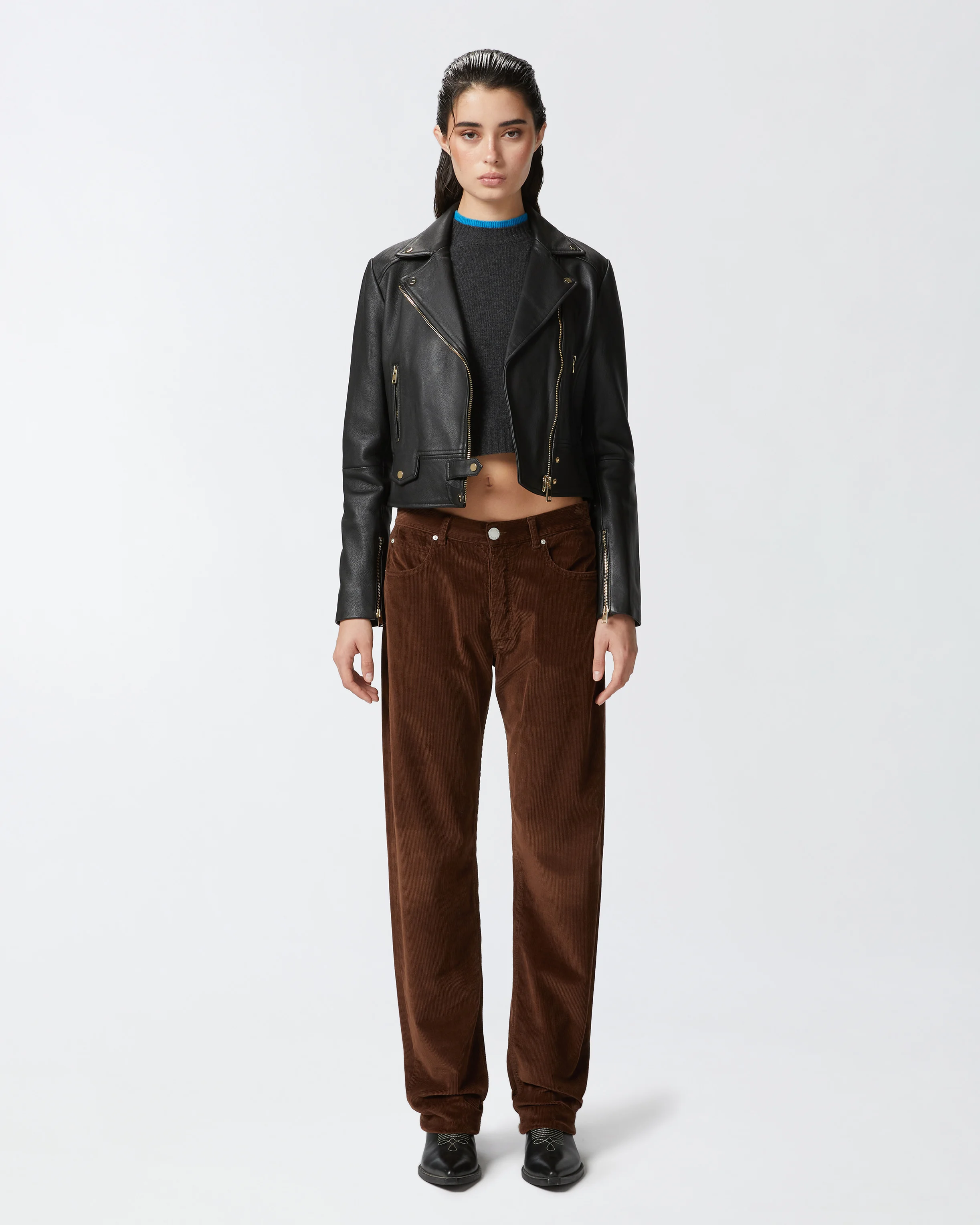 Pantalon loose côtelé | Marron