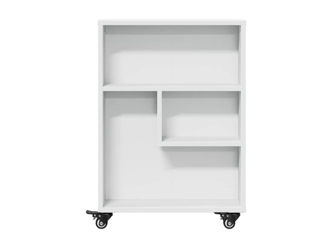 Chariot de rangement étroit blanc 48x13x68 cm bois d'ingénierie