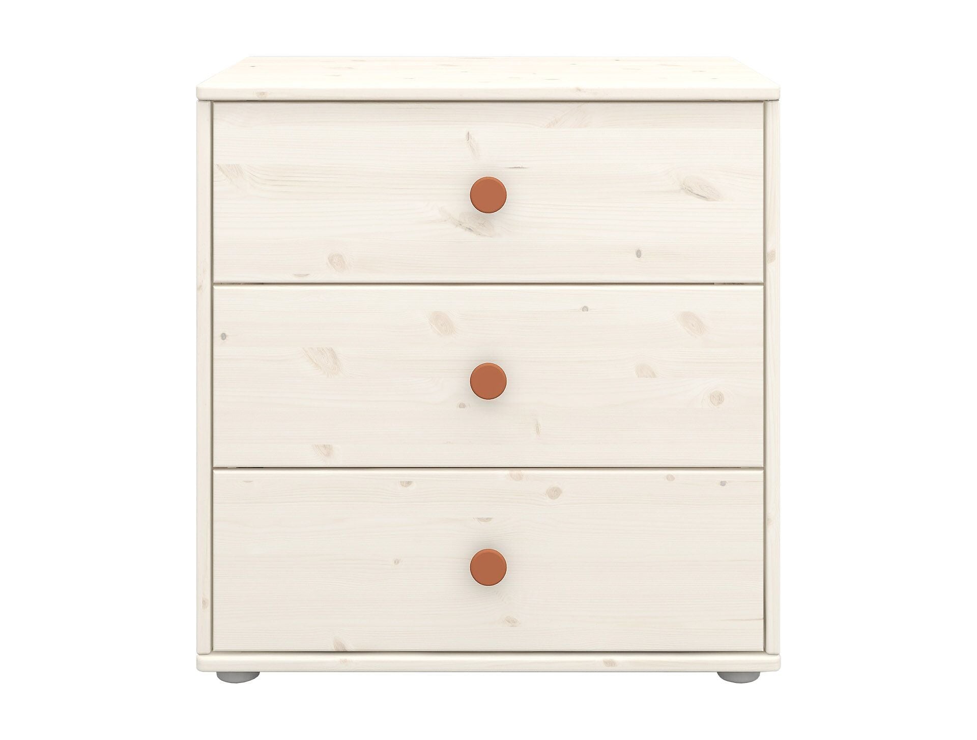 CLASSIC Kommode 3 Schubl.,weiss,Griffe r - Weiss lasiert / B: 72.0 cm x T: 44.2 cm x H: 74.5 cm