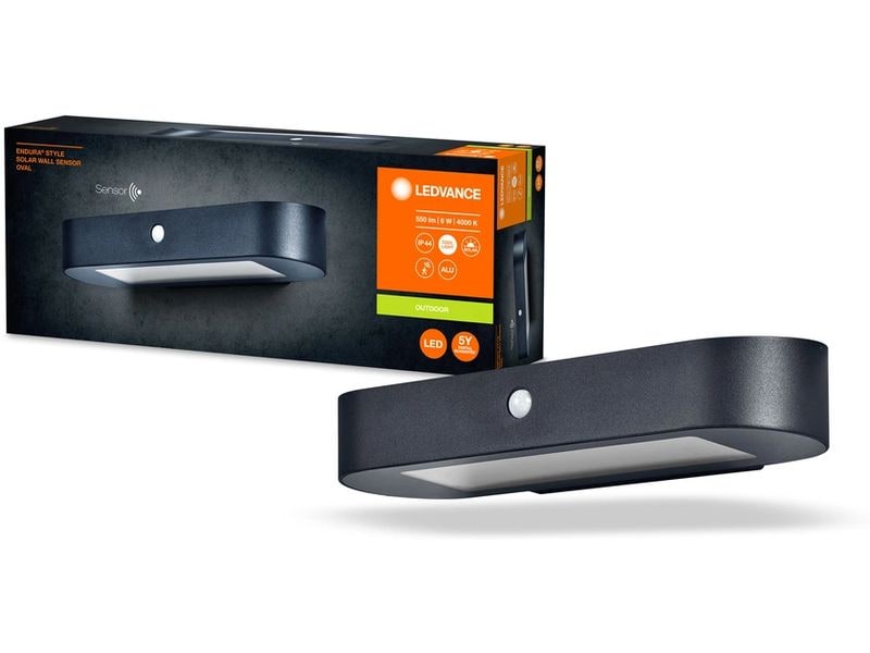 Ledvance Endura Style Solar Oval, 6W, 4000K, Schwarz Solarbetriebene LED-Aussenleuchten