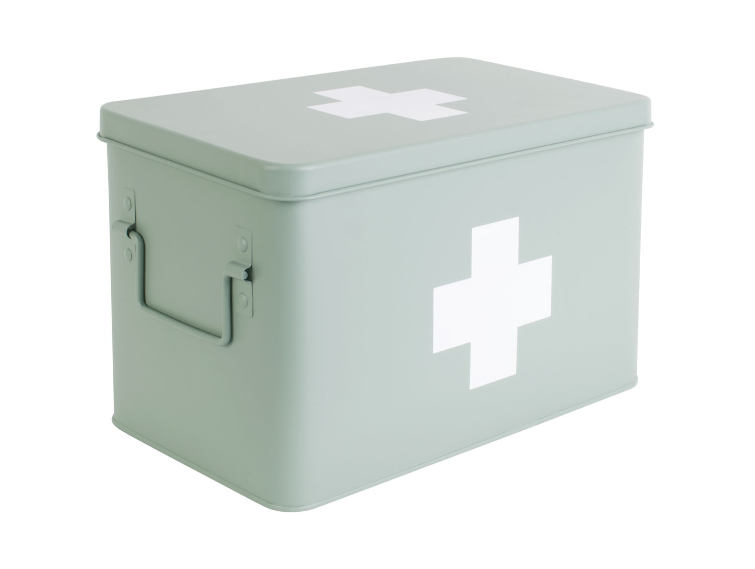Medicine storage box large metal matt grayed jade
