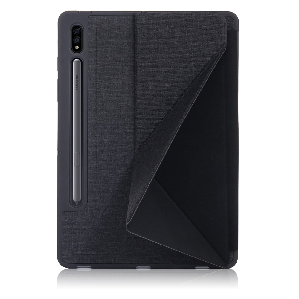 Samsung Galaxy Tab S8  Plus / Tab S7  Plus / Tab S7 FE 5G Leder Tasche Smart Cover Origami Flip Case - Schwarz