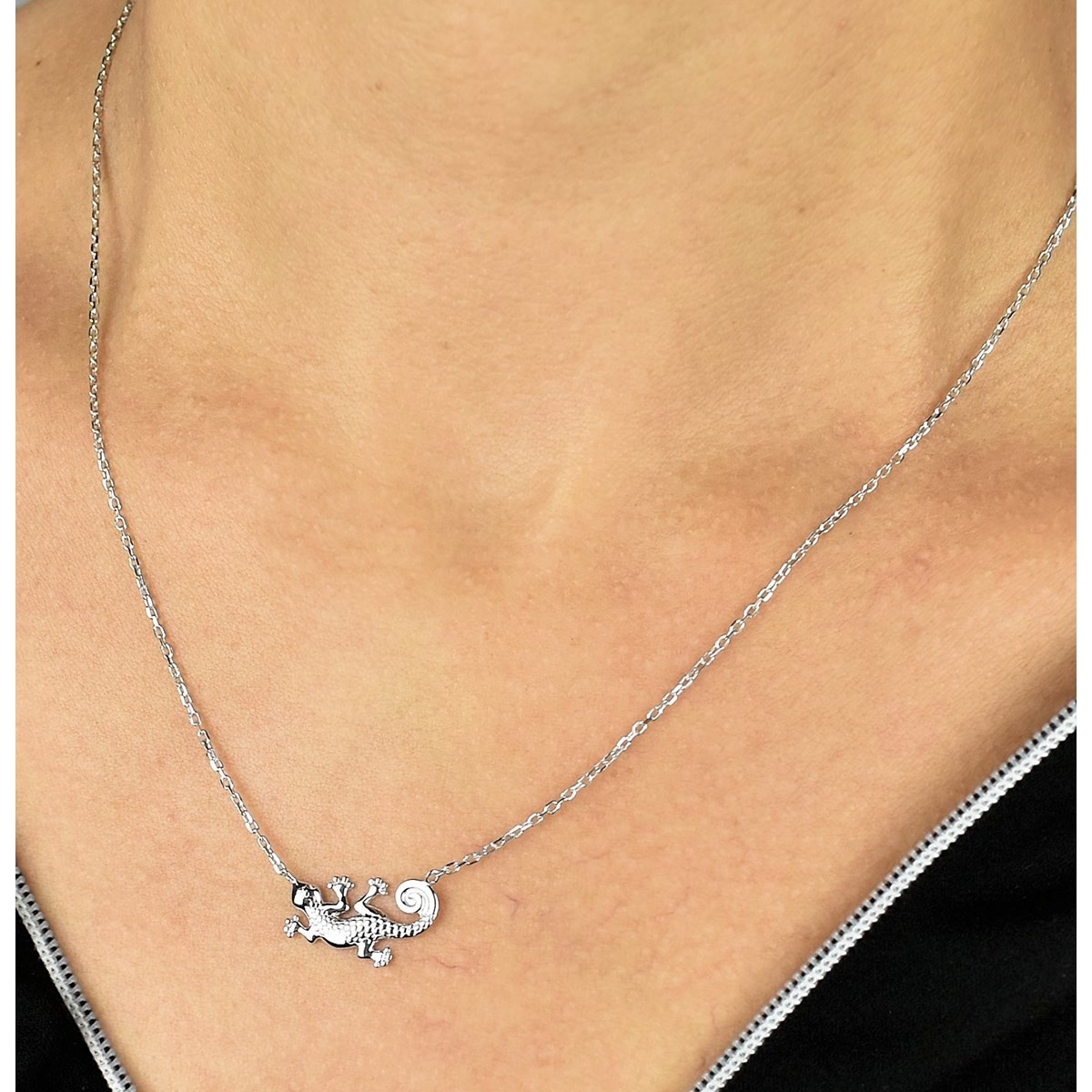 Collier salamandre Argent 925 Rhodié