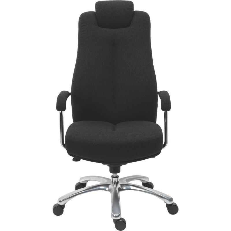 Fauteuil de bureau Extenso forte corpulence assise 24h - dossier haut accoudoirs appui-tête - mécanisme Basculant axe décalé - pieds aluminium