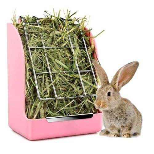 Alimentador de plástico Edipets para coelhos e outros roedores.