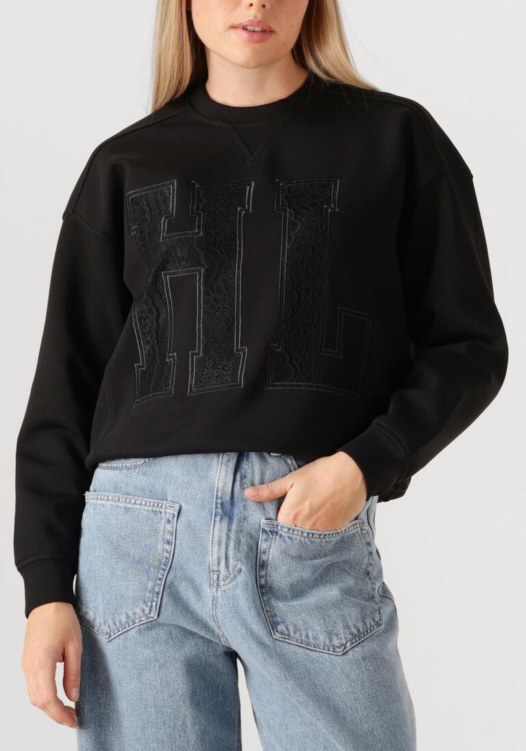zwarte haute l'amitié sweater lace application sweat