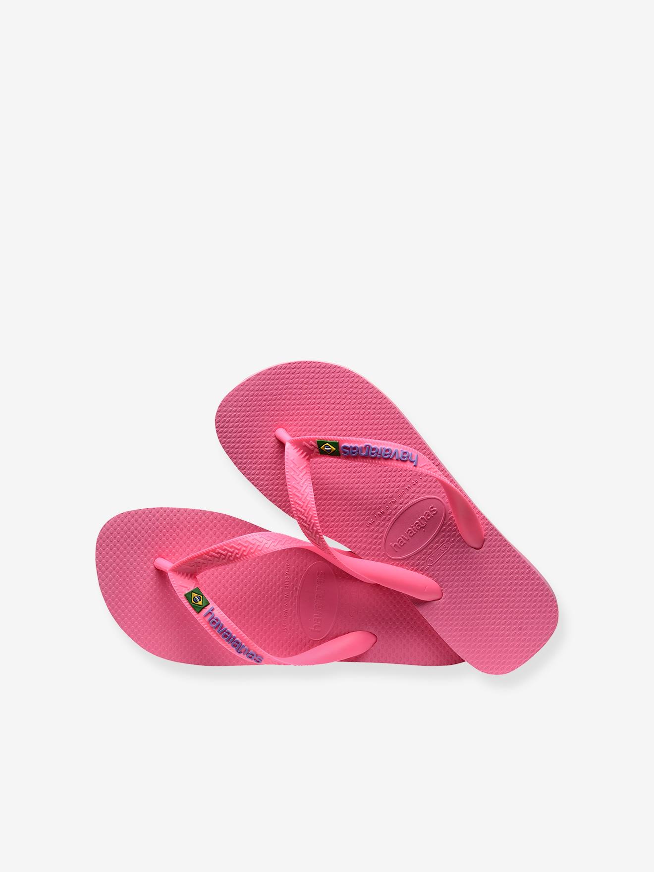 Chinelo infantil Havaianas rosa com logo do Brasil