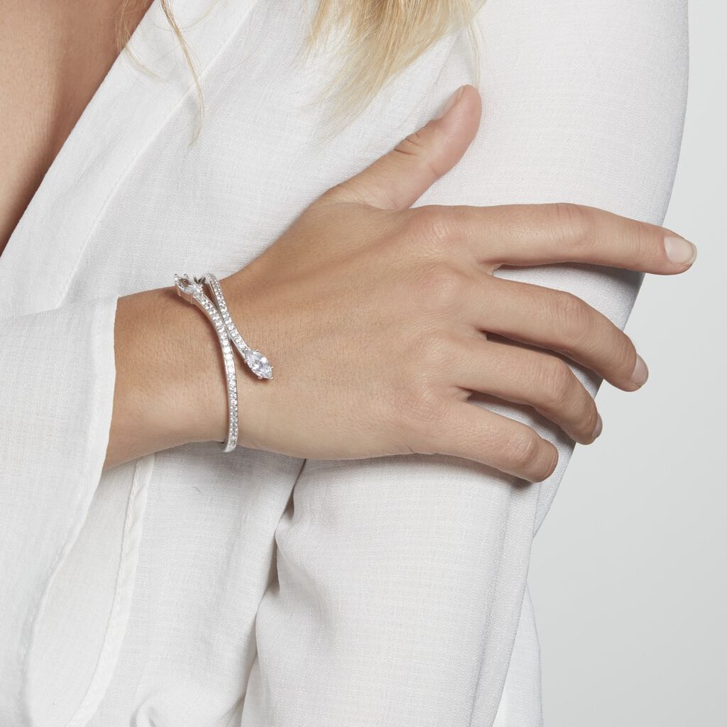 Bracelet Jonc Argent Nevarte Oxydes De Zirconium