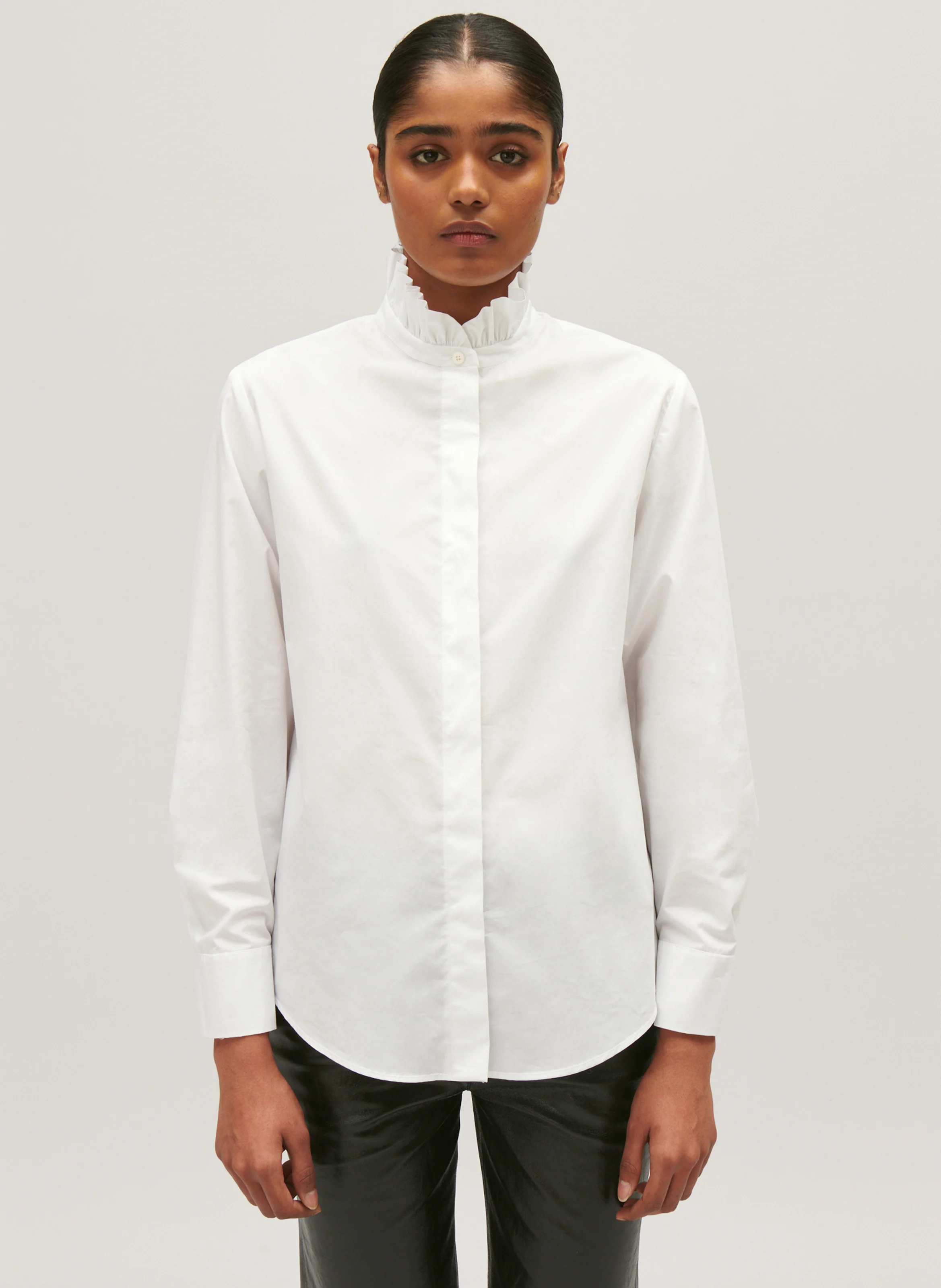 Chemise droite col victorien| Blanc